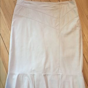 Genuine leather pencil skirt with ruffled hem